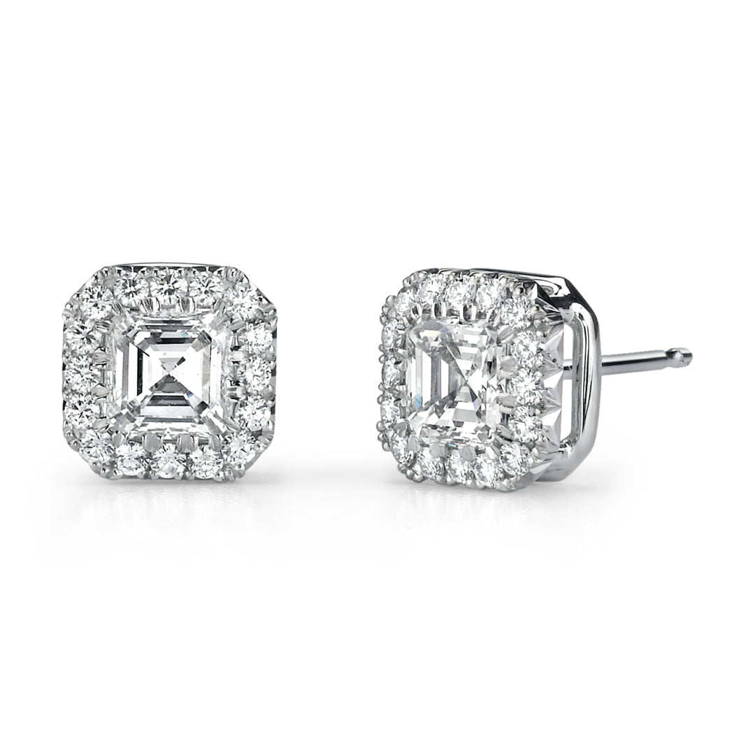 Asscher Cut Diamond Halo Studs