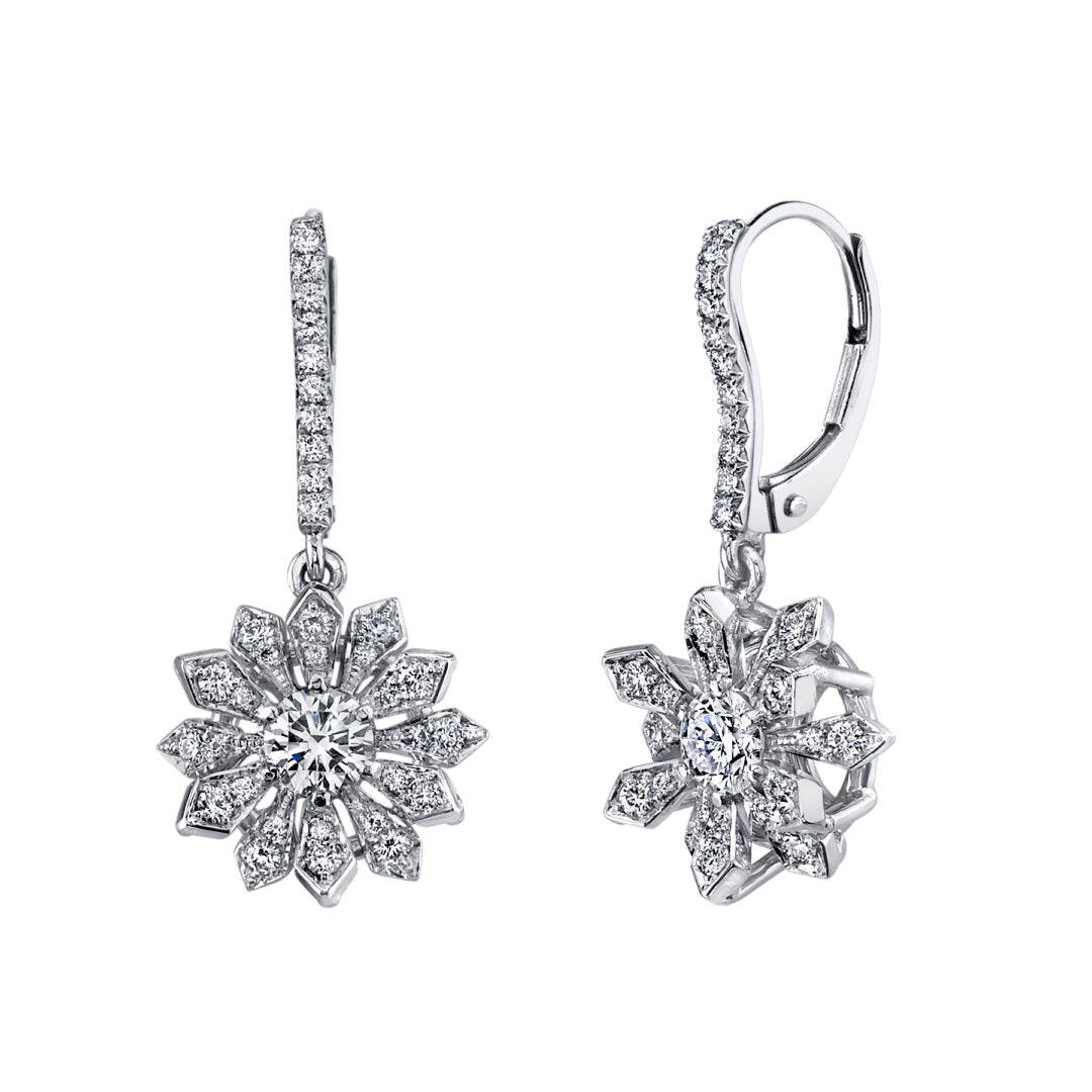 Flower Dangle Diamond Earrings