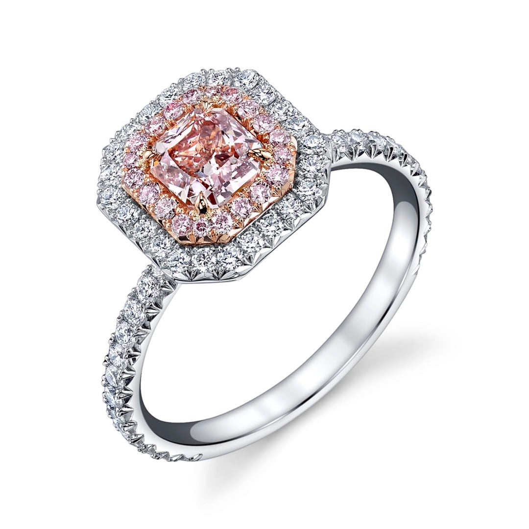 Square Radiant Cut Natural Pink Diamond Ring