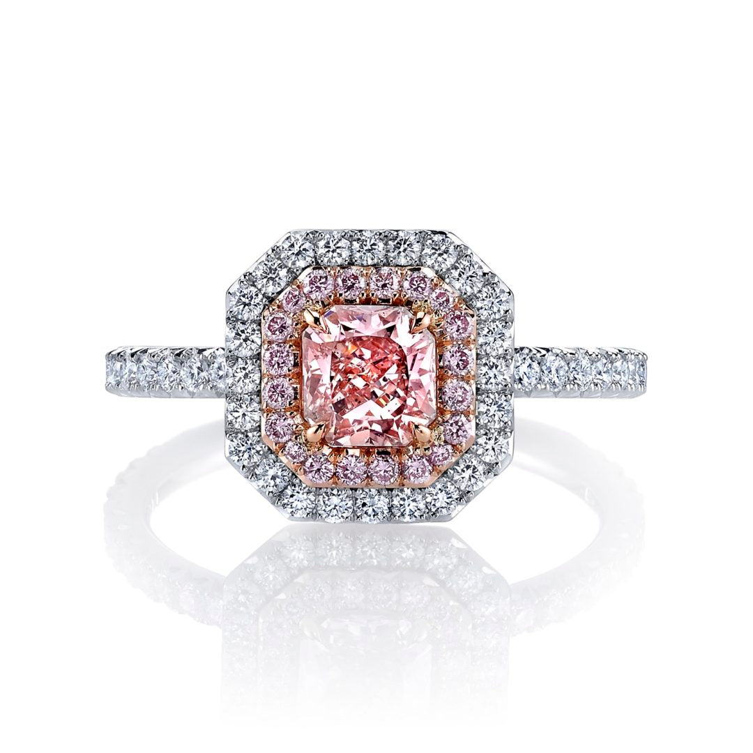 Square Radiant Cut Natural Pink Diamond Ring