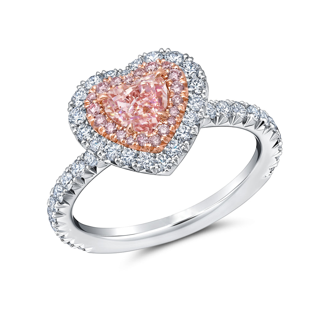 0.50ct Heart Shape Light Pink Diamond set in Platinum & 18K Rose Gold