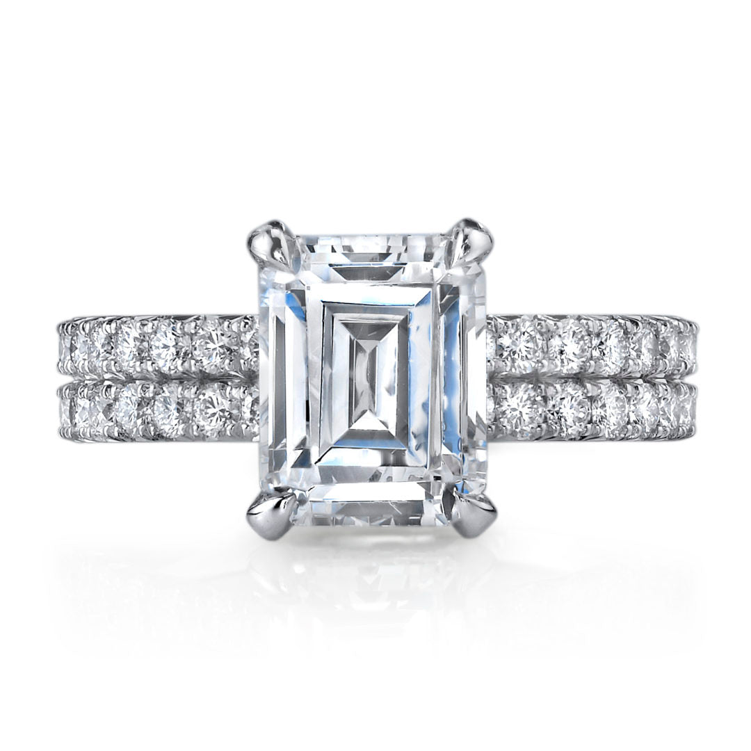 Double Band Diamond Crown Solitaire Ring