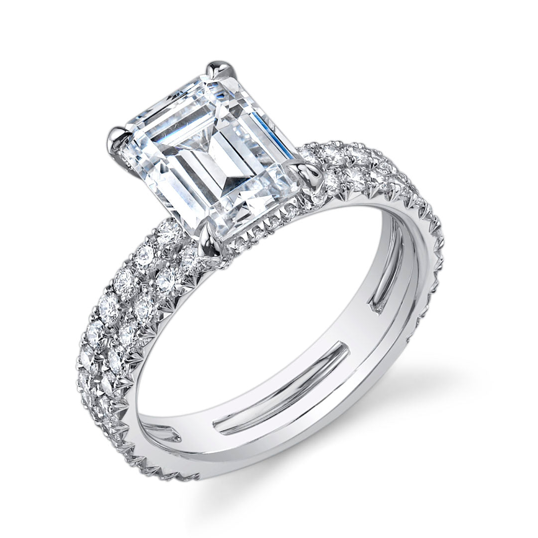 Double Band Diamond Crown Solitaire Ring