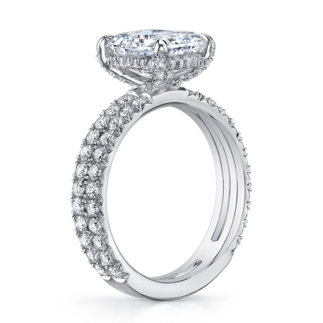 Double Band Diamond Crown Solitaire Ring