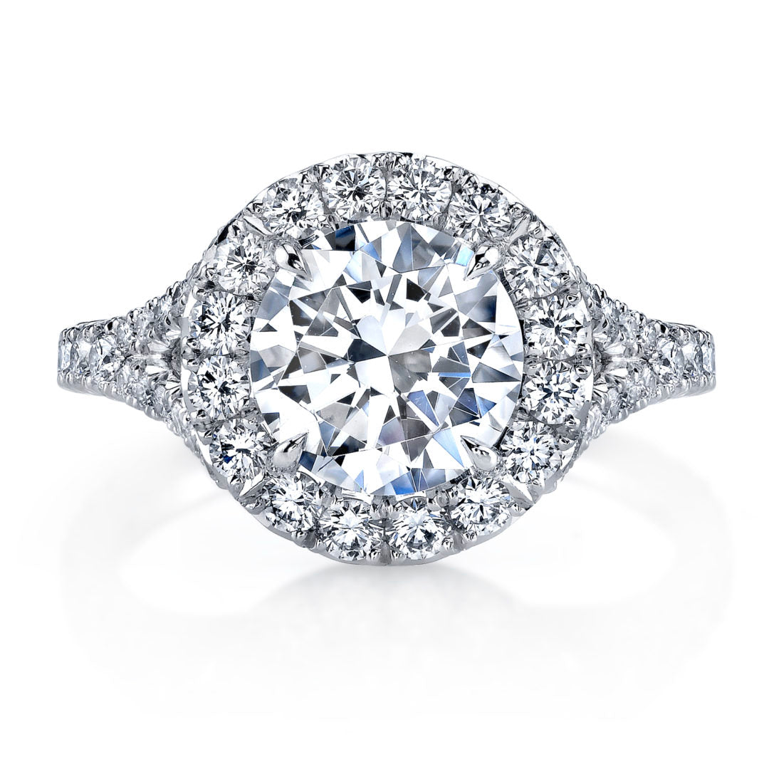 Bold Halo Small Split Shank Diamond Ring