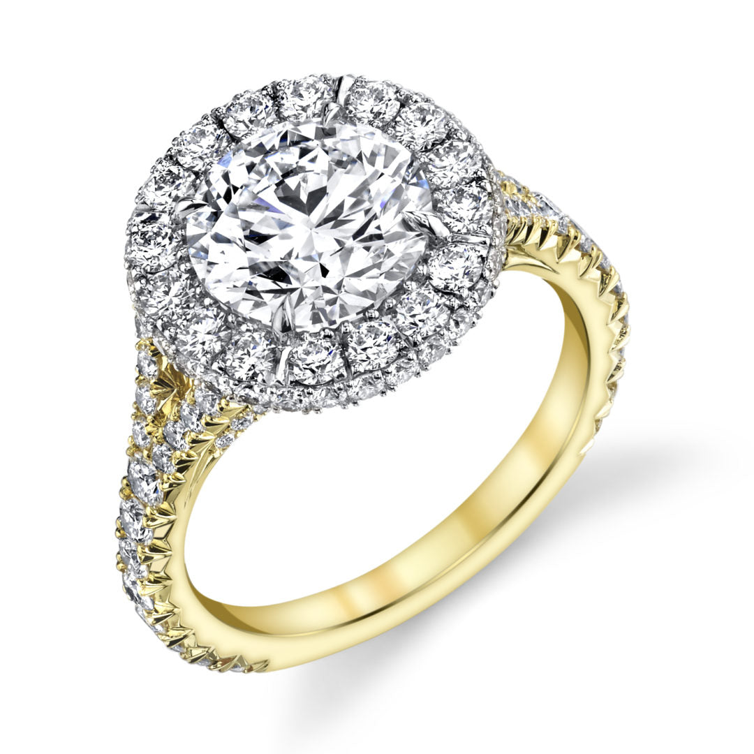 Two-Tone Bold Halo Diamond Ring