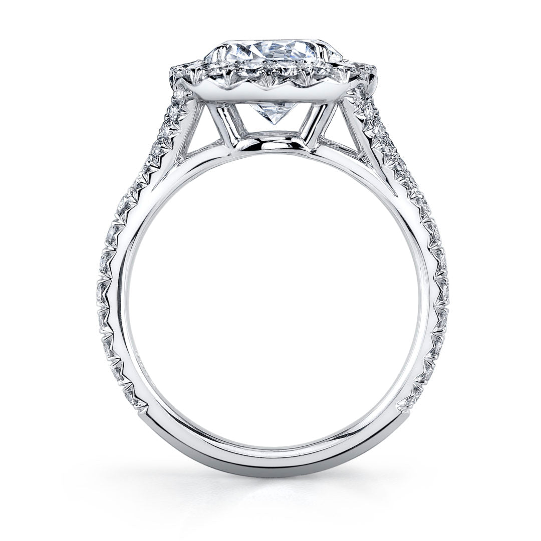 Bold Halo Small Split Shank Diamond Ring