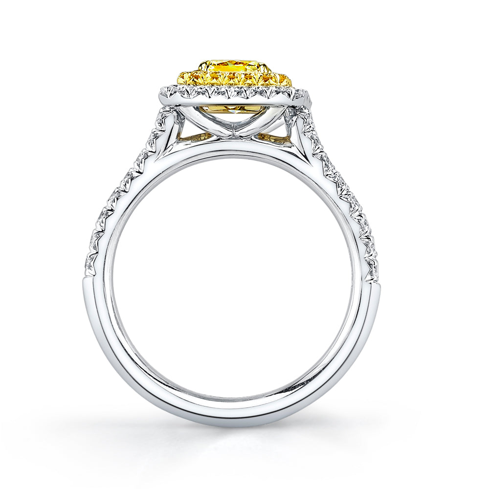 Radiant Yellow Diamond Double Halo Ring