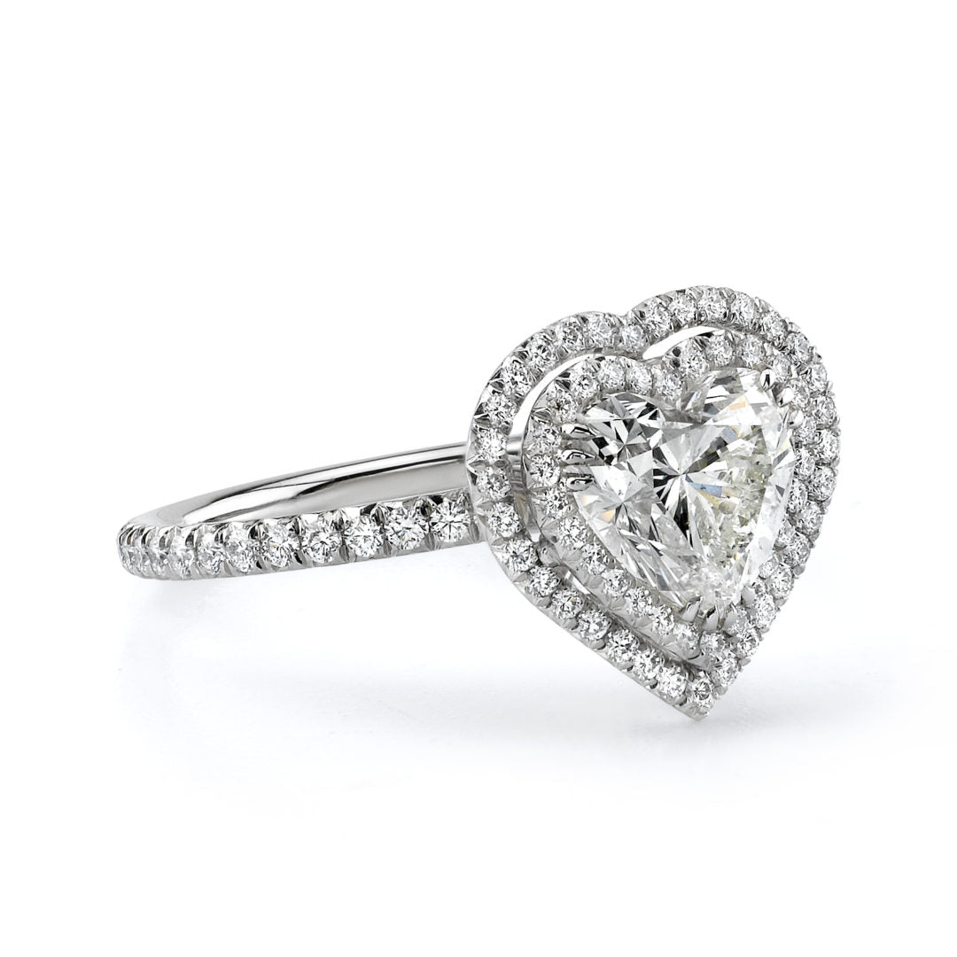 Double Halo Heart Shaped Diamond Ring