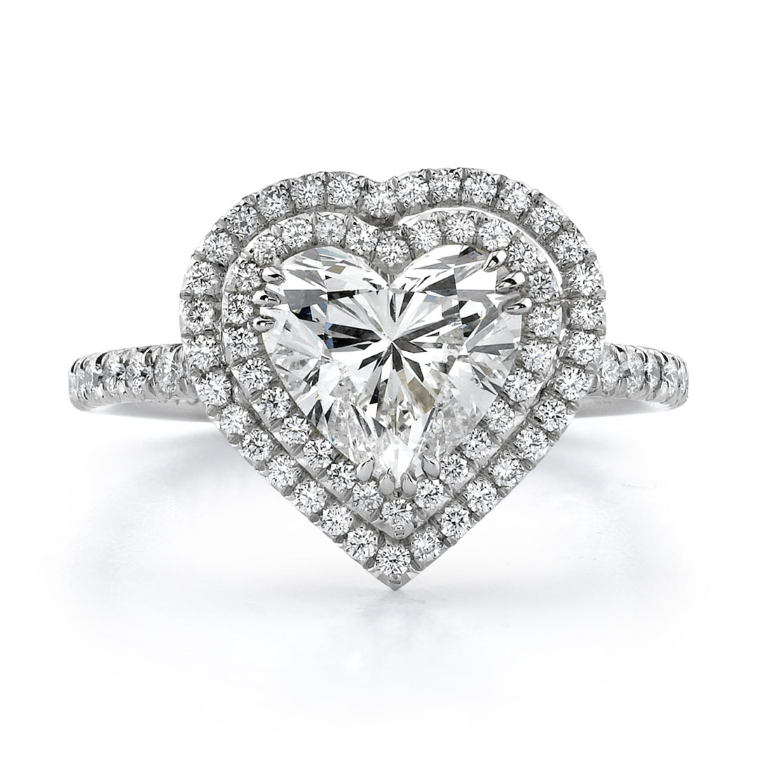 Double Halo Heart Shaped Diamond Ring