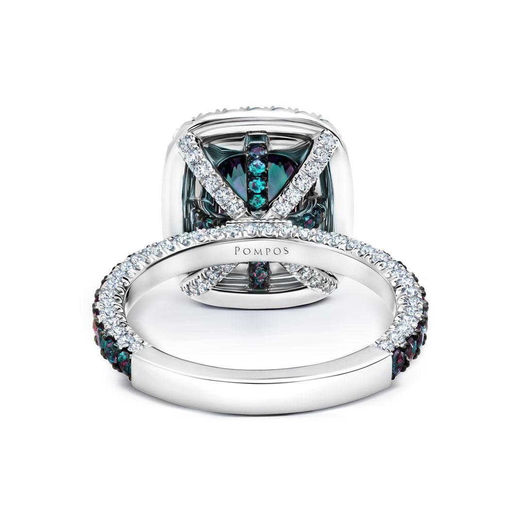 1.58ct Cushion Natural Alexandrite & Diamond Ring in Platinum