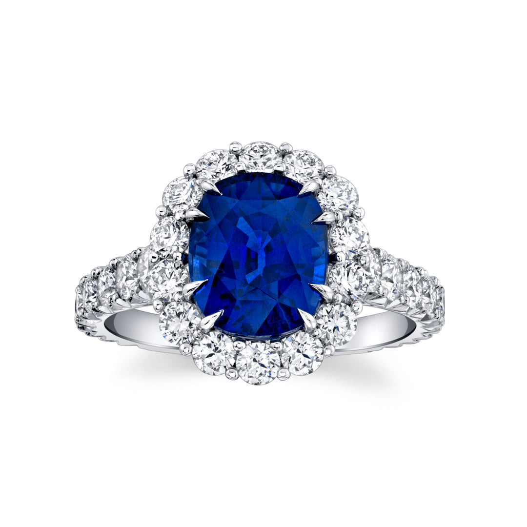 4.50ct Cushion Ceylon Sapphire & Diamond Ring