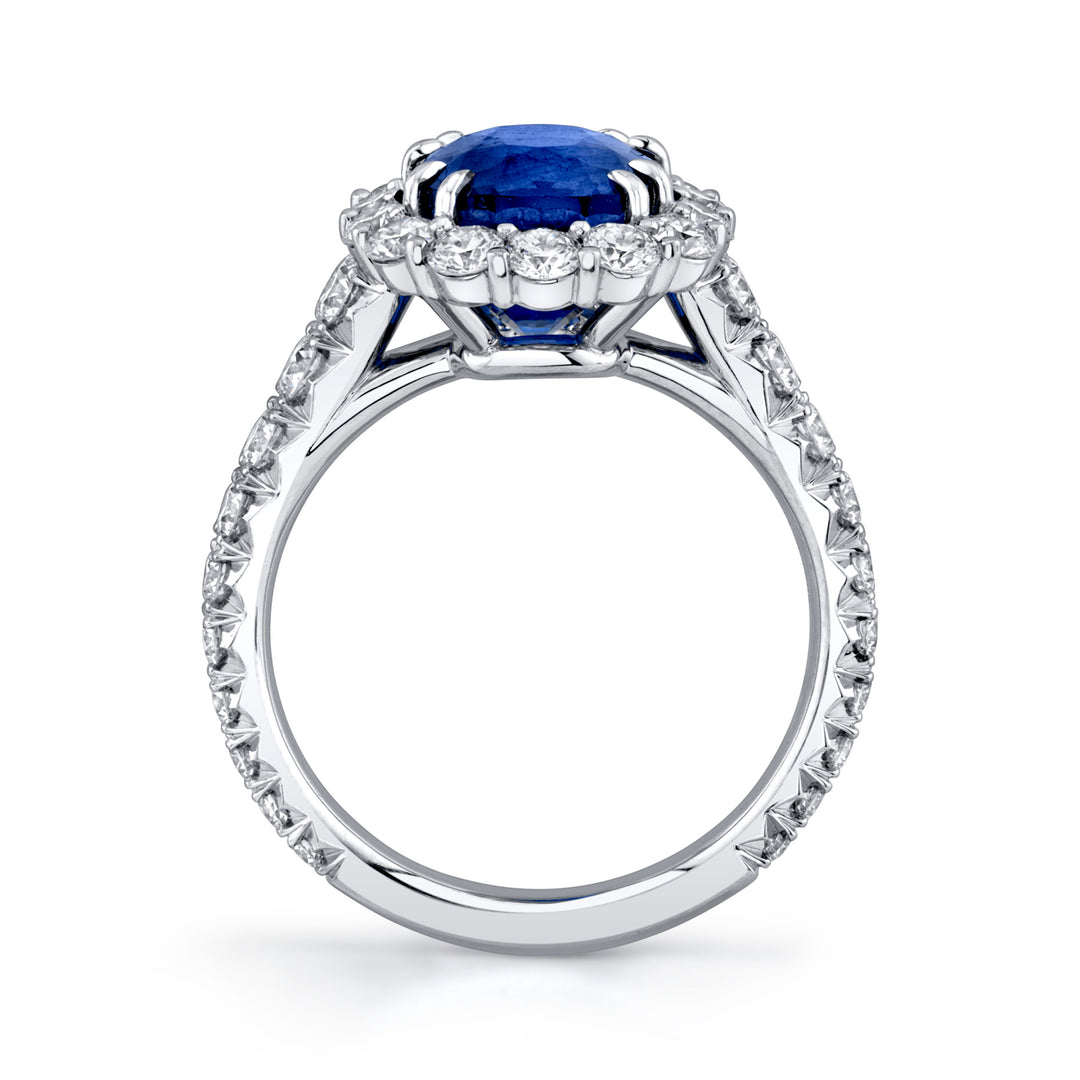 4.50ct Cushion Ceylon Sapphire & Diamond Ring