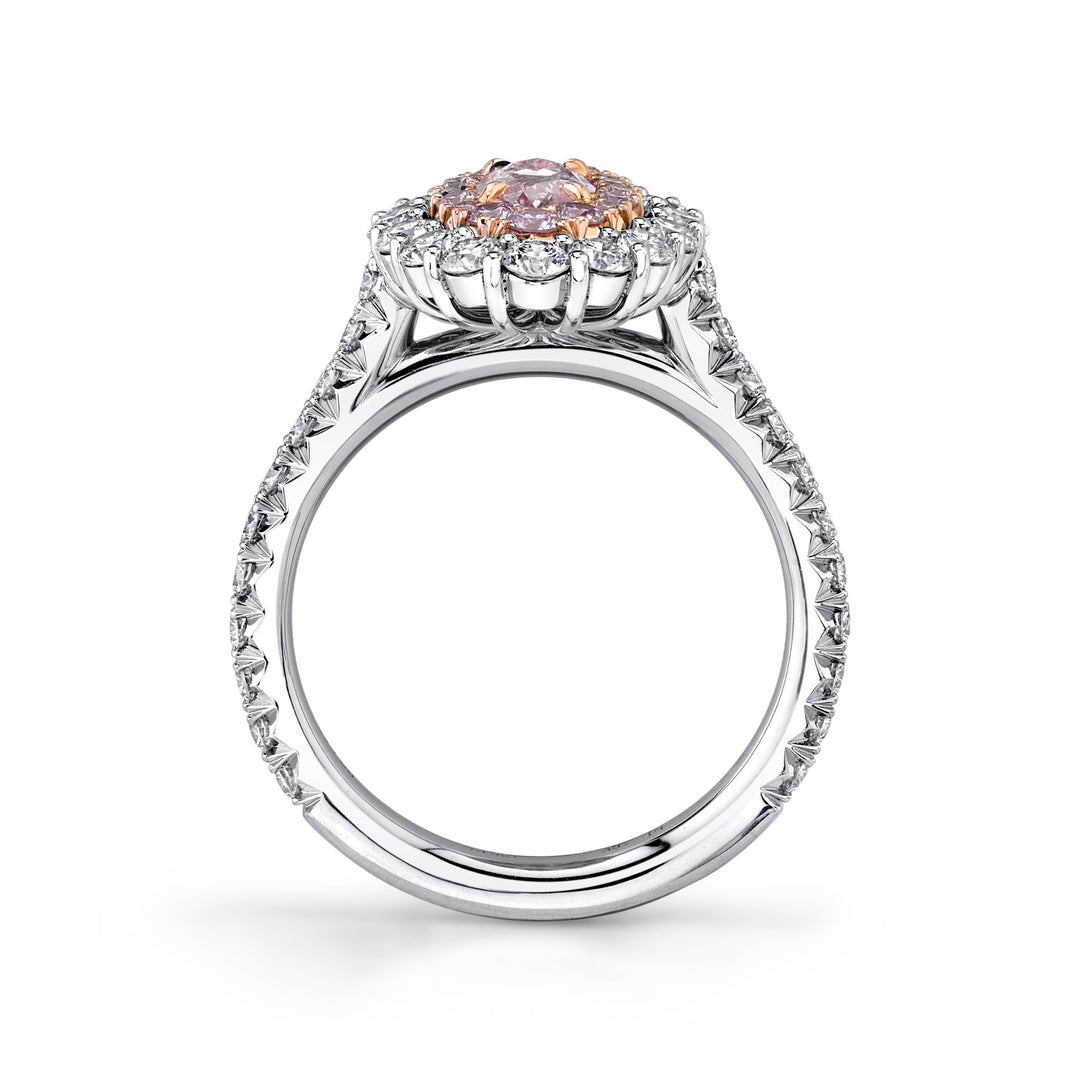 Marquise Fancy Pink Diamond Double Halo Ring