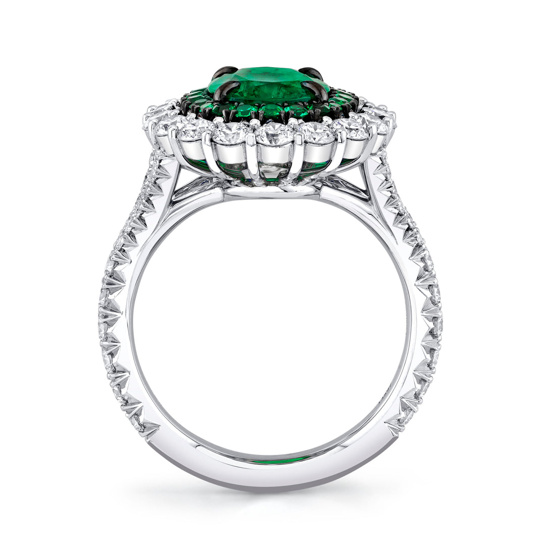 Oval Colombian Emerald & Diamond Ring