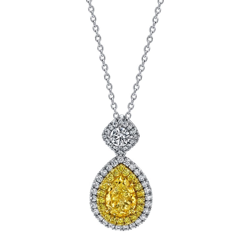 Pear Shape Natural Fancy Yellow Diamond Slider Pendant