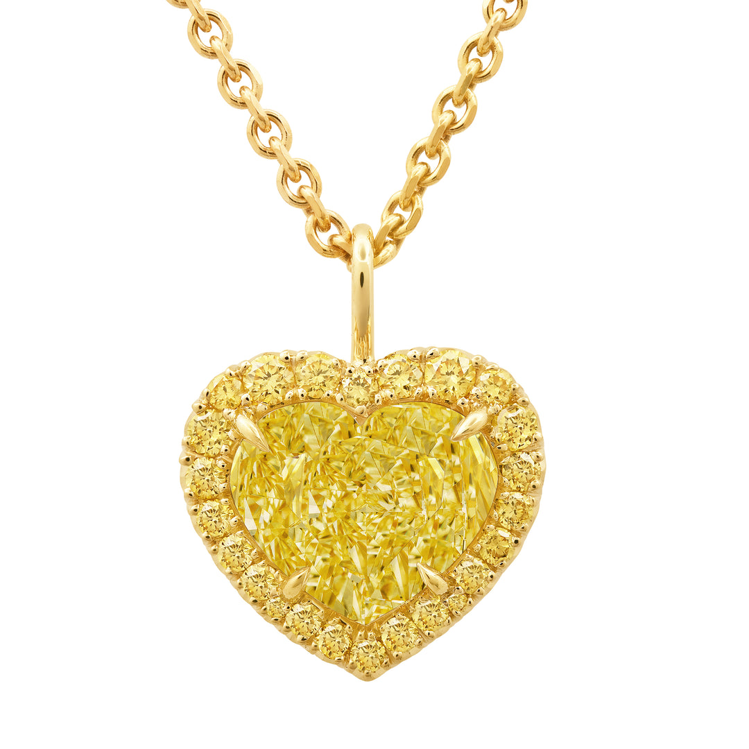 2.74ct Heart Shape Fancy Light Yellow Diamond Pendant in 18K Yellow Gold