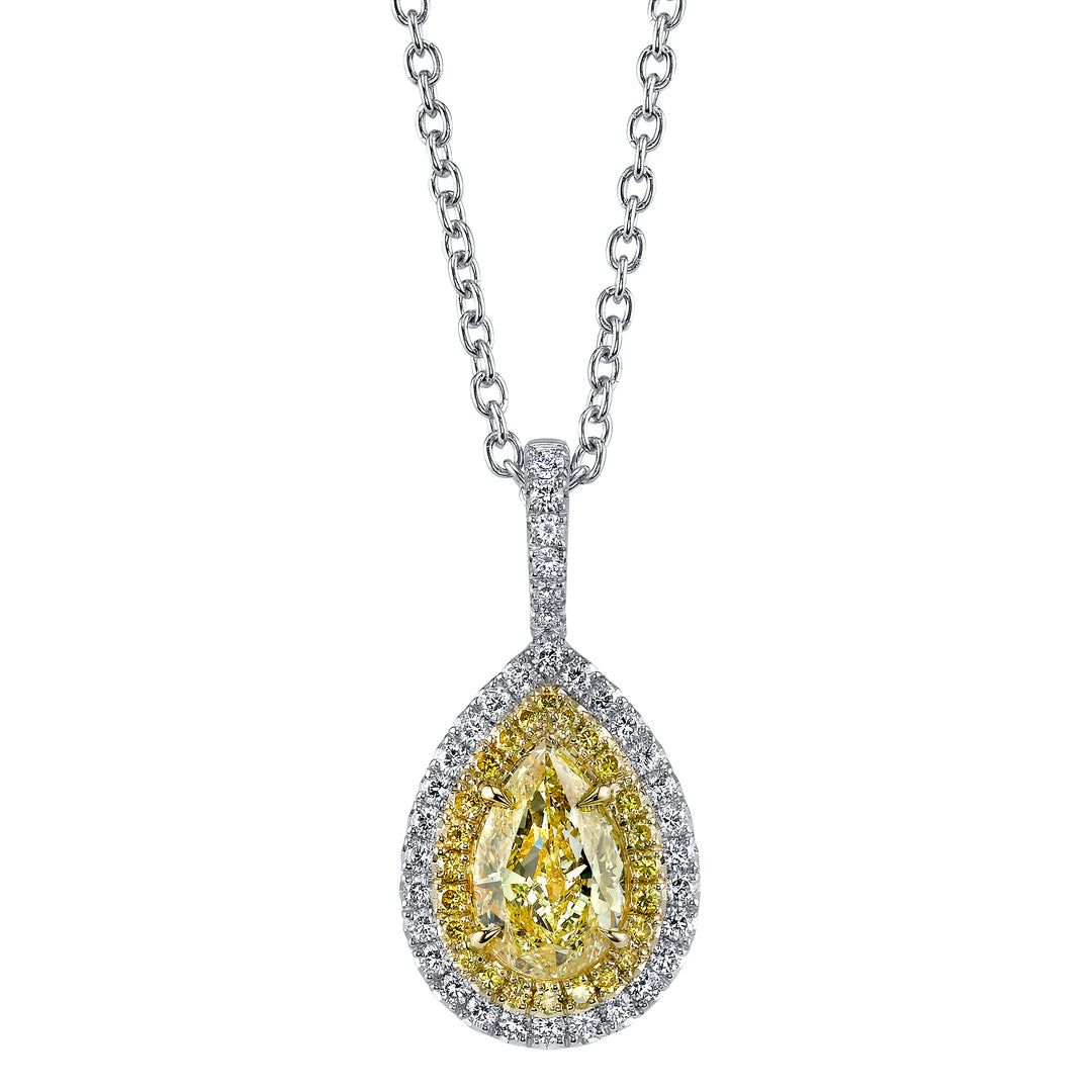 1.21ct Pear Shape Natural Fancy Yellow Diamond Pendant