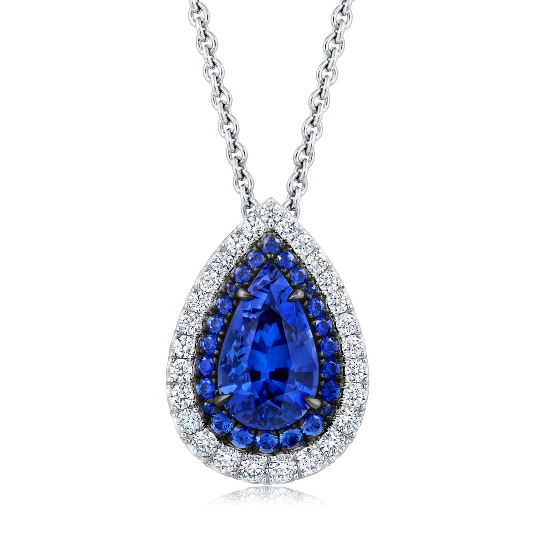 2.49ct Pear Shape Sapphire & Diamond Slider Pendant