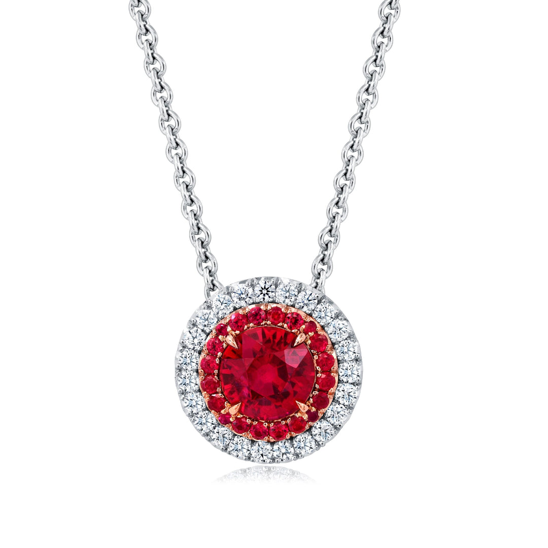 1.27ct Round Ruby & Diamond Slider Necklace