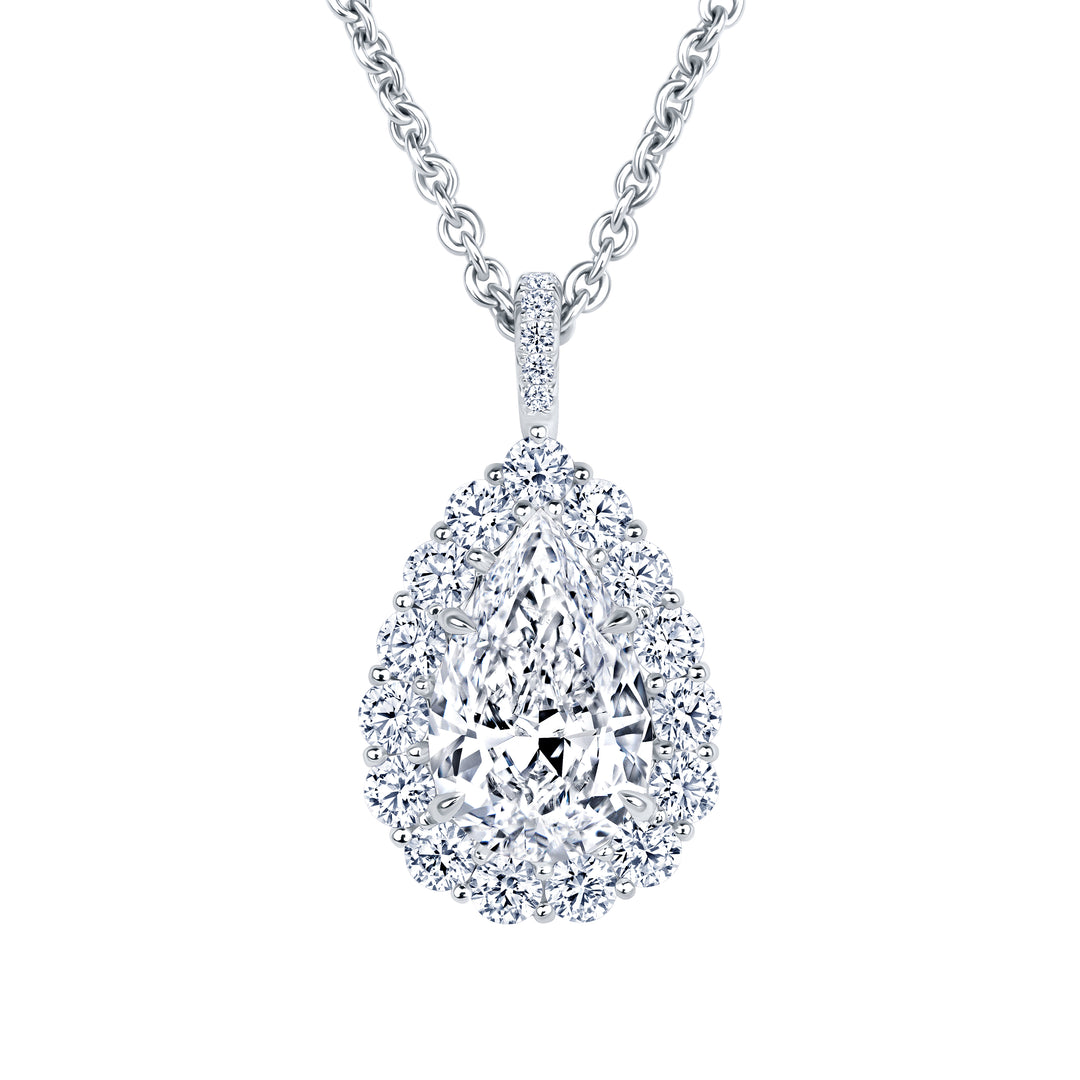 1.85ct Pear Shape Natural Diamond Necklace in Platinum