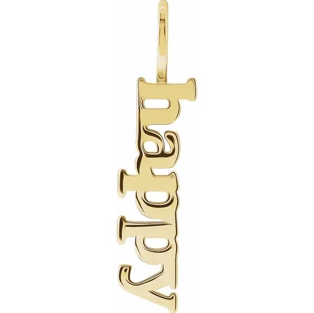 14K Gold Vertical Happy Charm