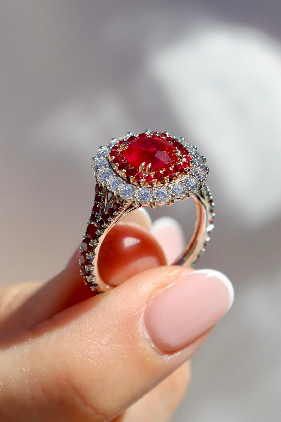 2.11ct Cushion Burmese "Pigeon's Blood" Ruby & Diamond Ring