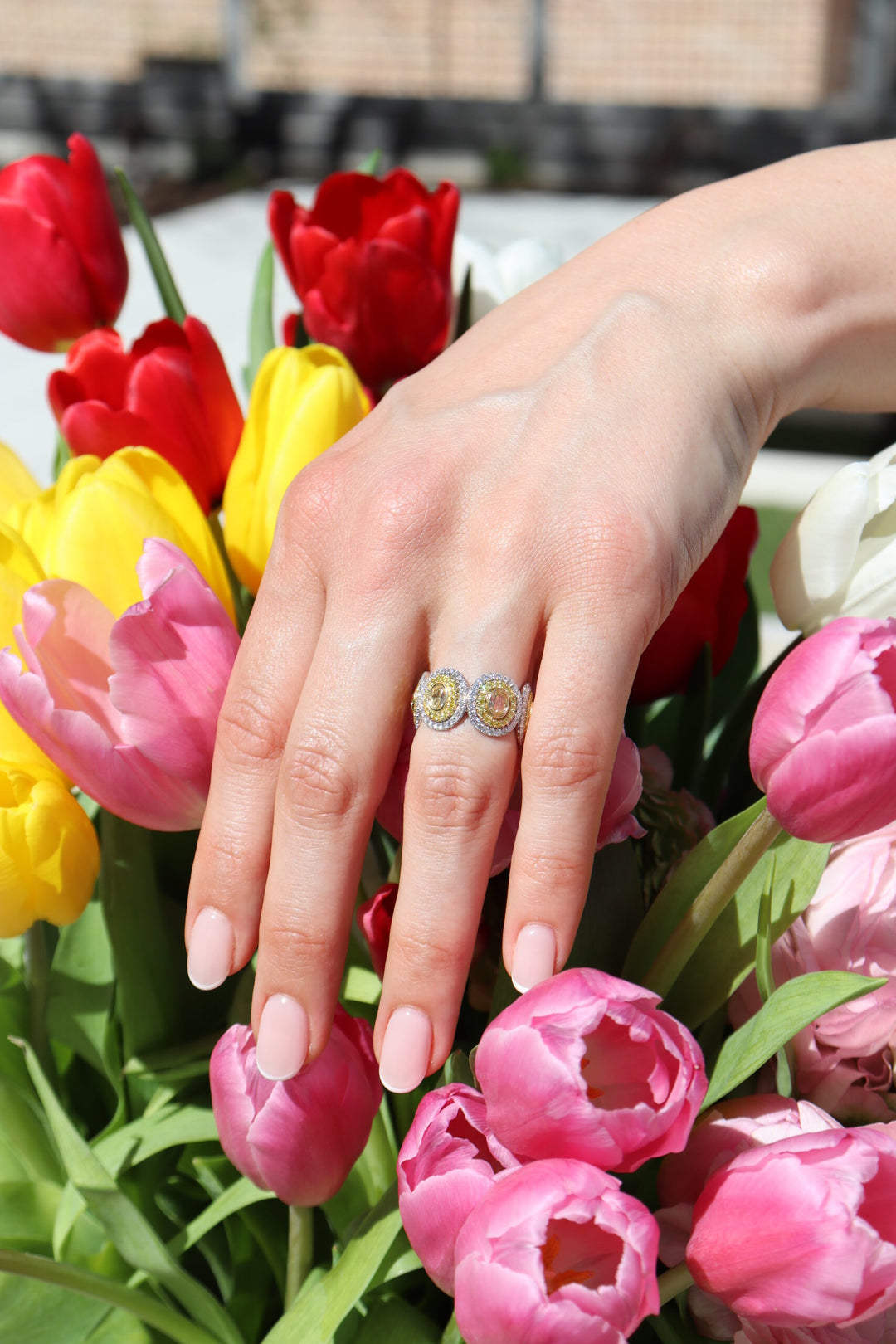 Multi Oval Diamond Eternity Band in Platinum & 18K Yellow Gold