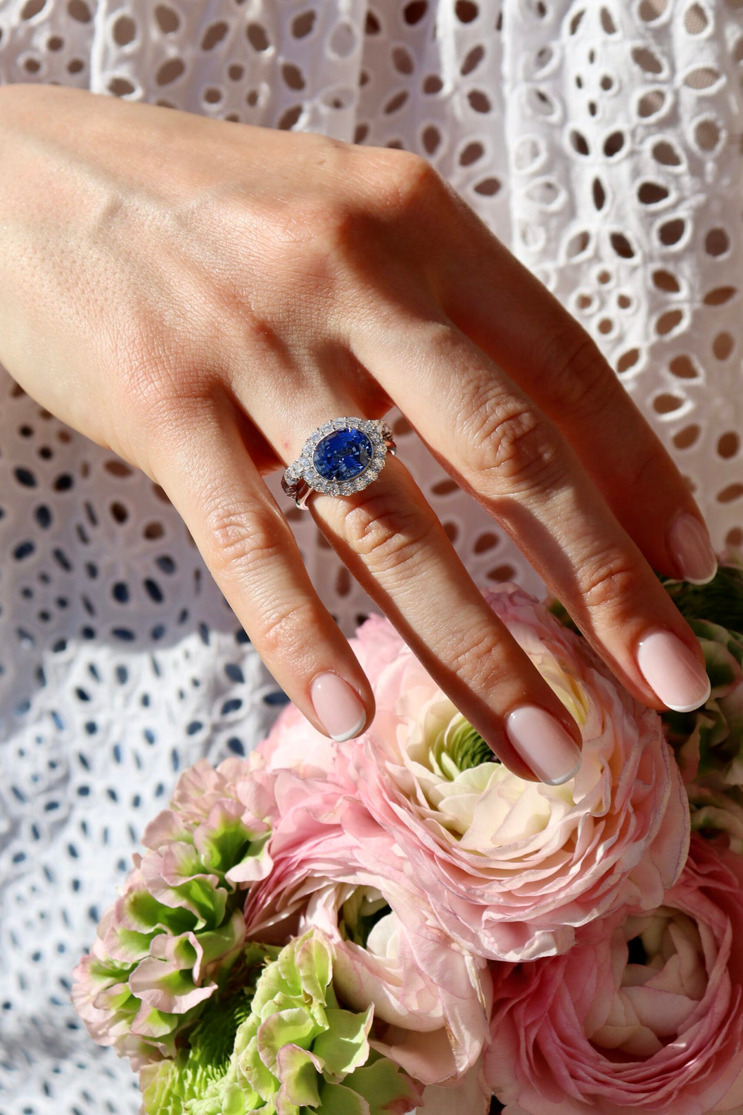 4.04ct Oval Sapphire & Diamond Vintage-Inspired Platinum Ring