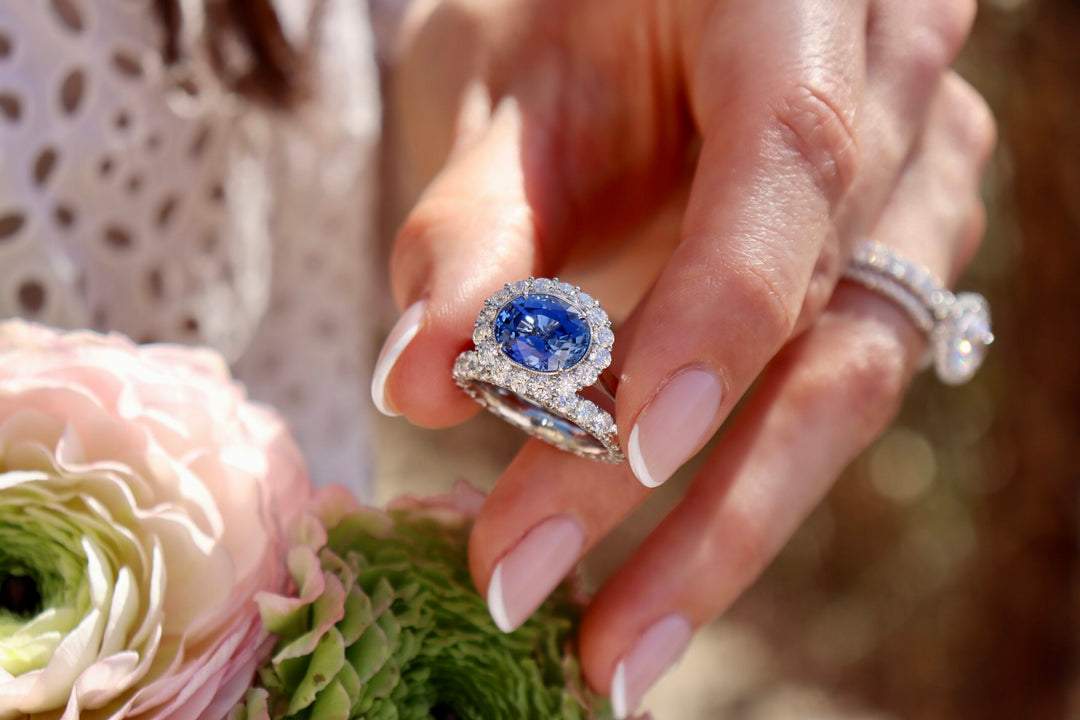 4.04ct Oval Sapphire & Diamond Vintage-Inspired Platinum Ring