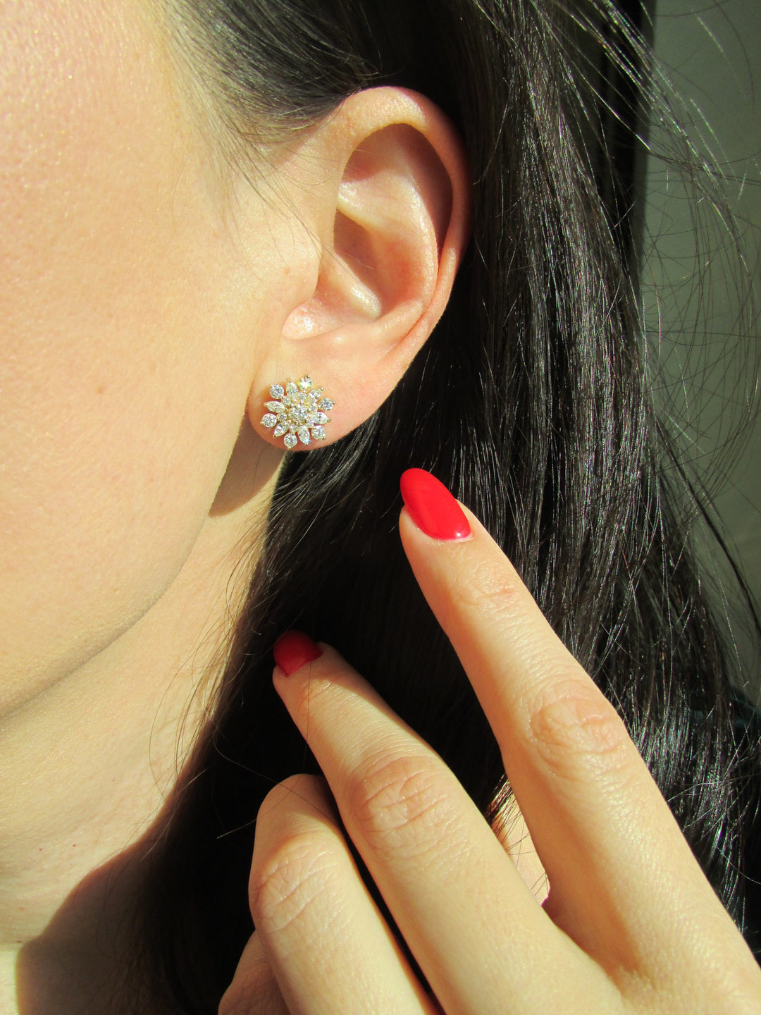 Vintage-Inspired Cluster Diamond Stud Earrings