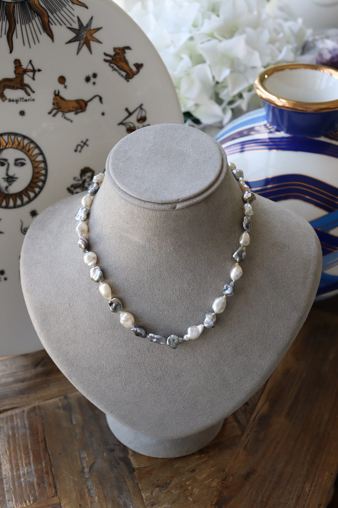 Mixed White & Tahitian Keshi Pearl Necklace