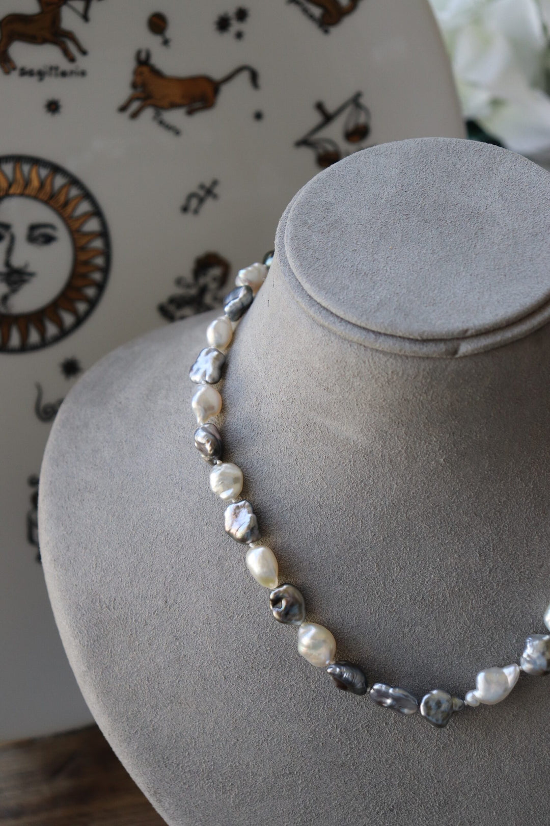 Mixed White & Tahitian Keshi Pearl Necklace