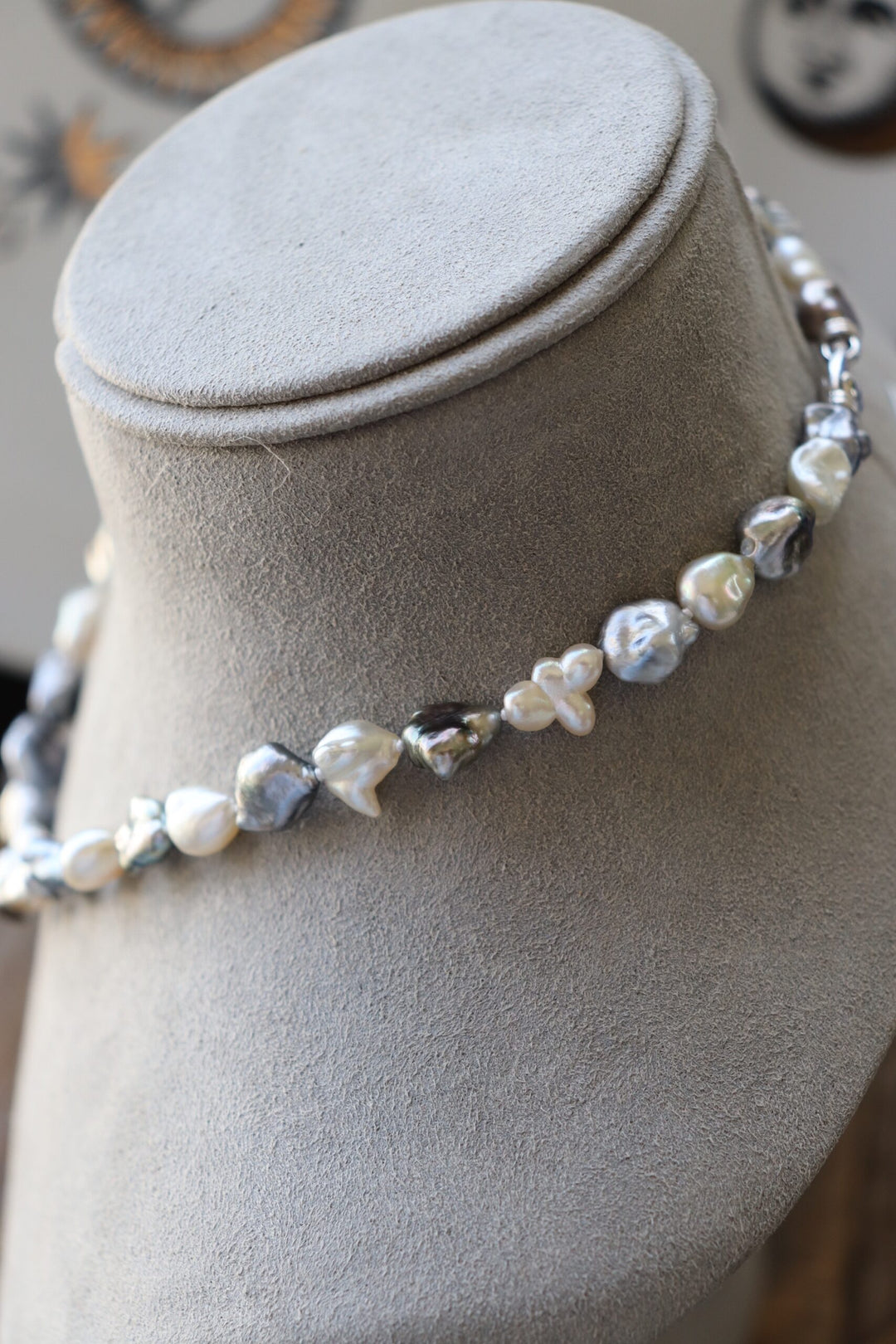 Mixed White & Tahitian Keshi Pearl Necklace