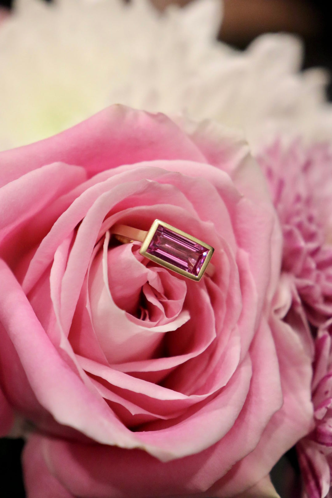 2.00ct Emerald Cut Pink Sapphire Skinny Stack Ring