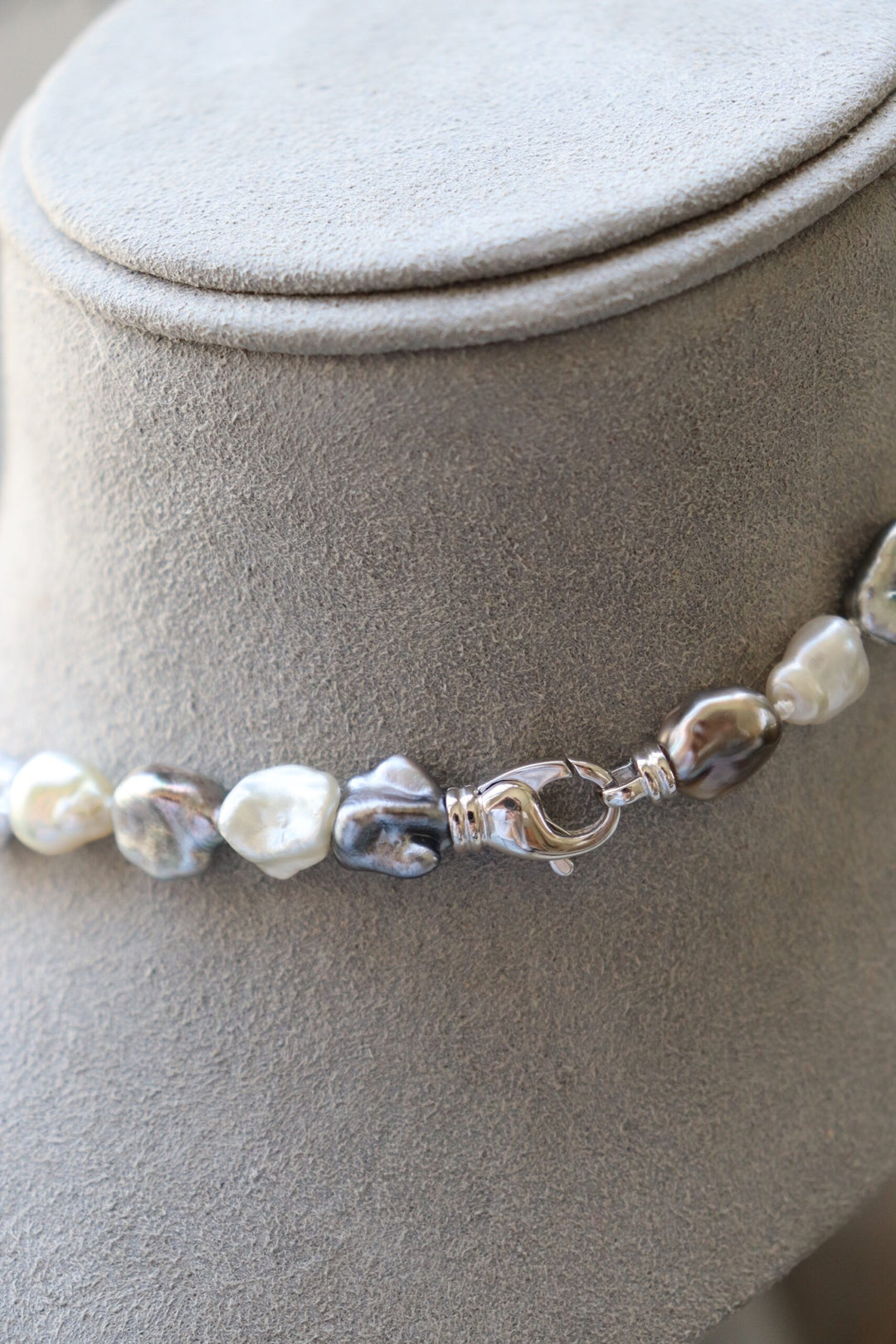 Mixed White & Tahitian Keshi Pearl Necklace