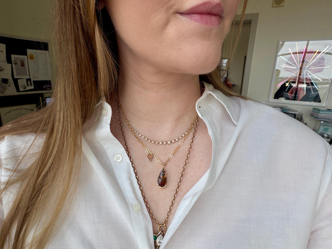 14K Yellow Gold Montana Agate & Montana Sapphire Necklace