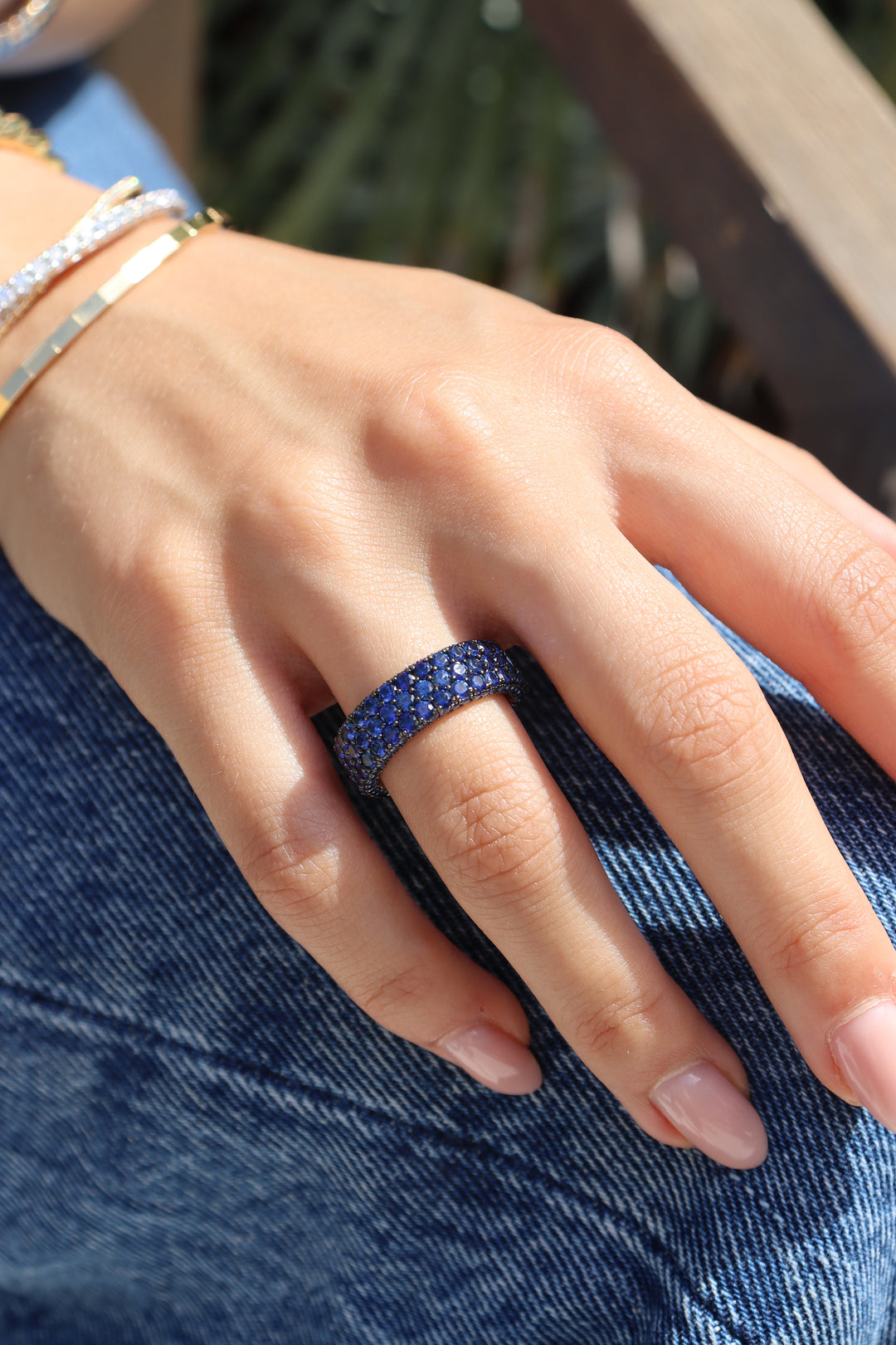 Stretchable Sapphire Eternity Band in Platinum