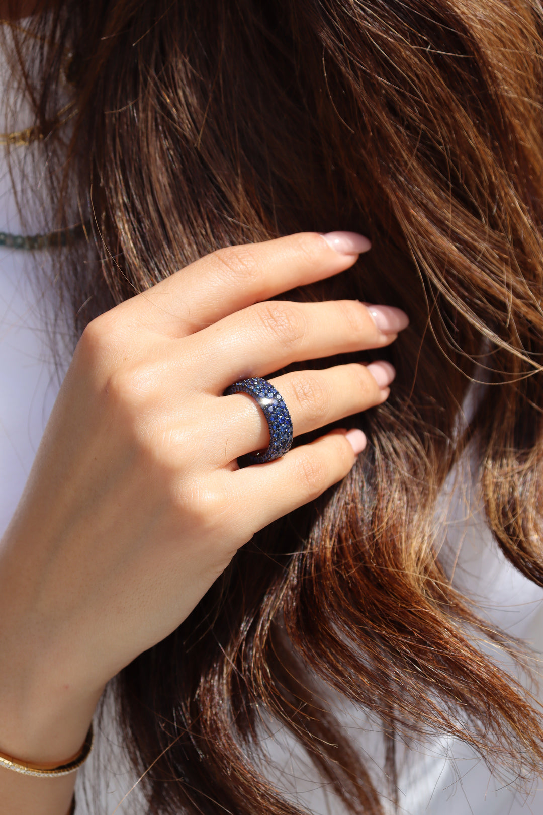Stretchable Sapphire Eternity Band in Platinum
