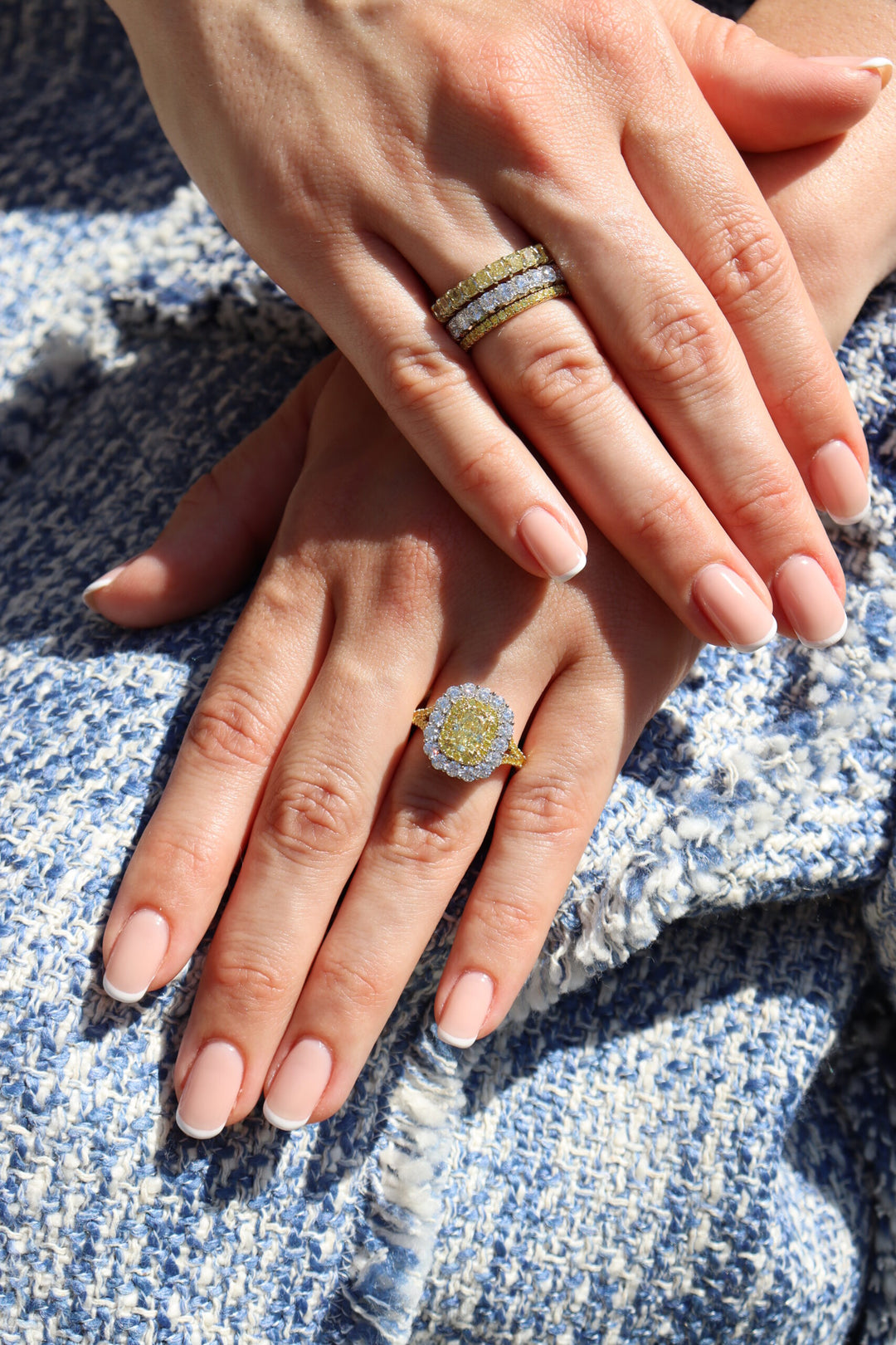 Fancy Intense Yellow Cushion Diamond Ring