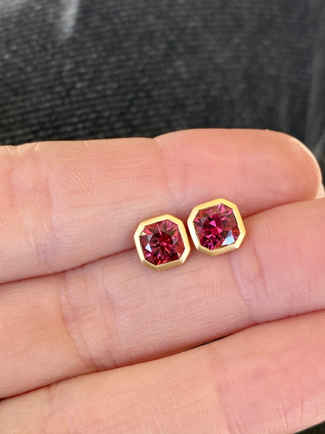 1.75ctw Square Rhodolite Garnet Stud Earrings