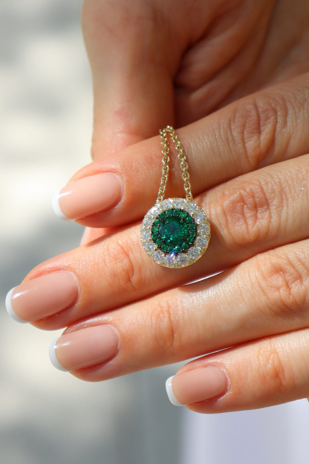 Colombian Emerald & Diamond Slider Necklace