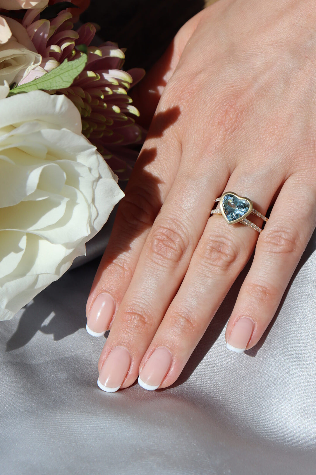 2.60ct Heart Shape Aquamarine & Diamond Ring