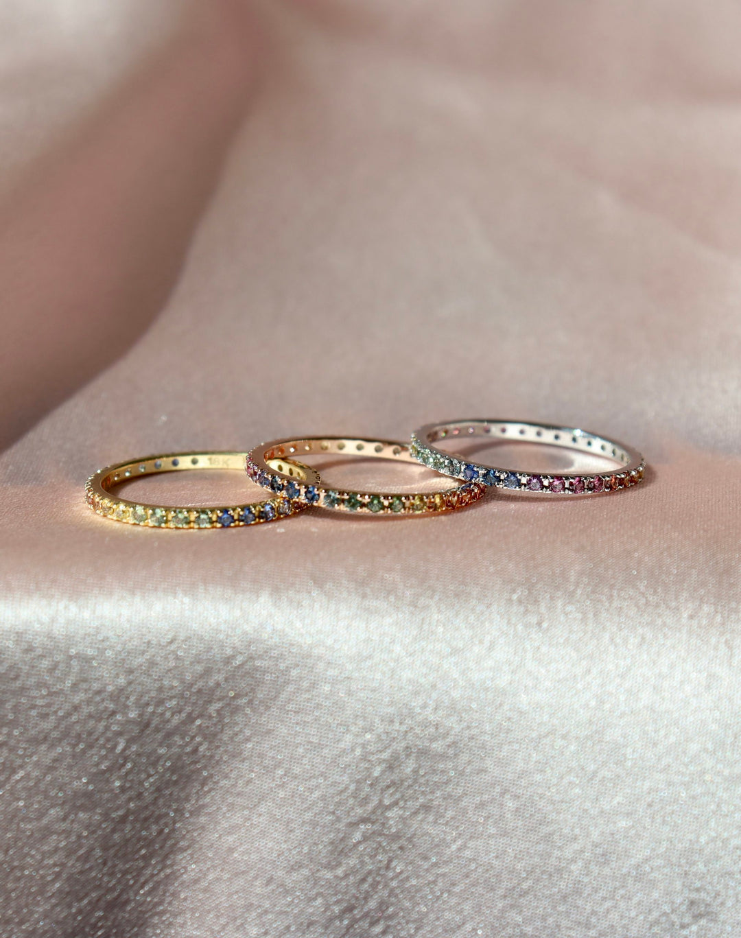 'Over the Rainbow' Petite Sapphire Eternity Band