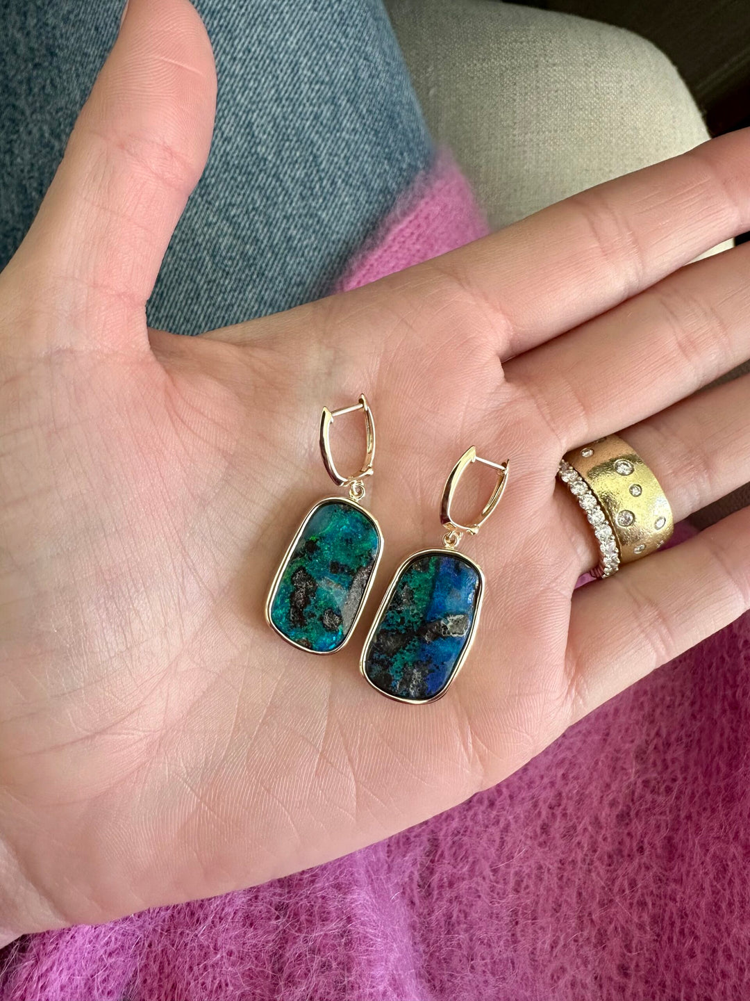 18.09ctw Australian Boulder Opal Dangle Earrings