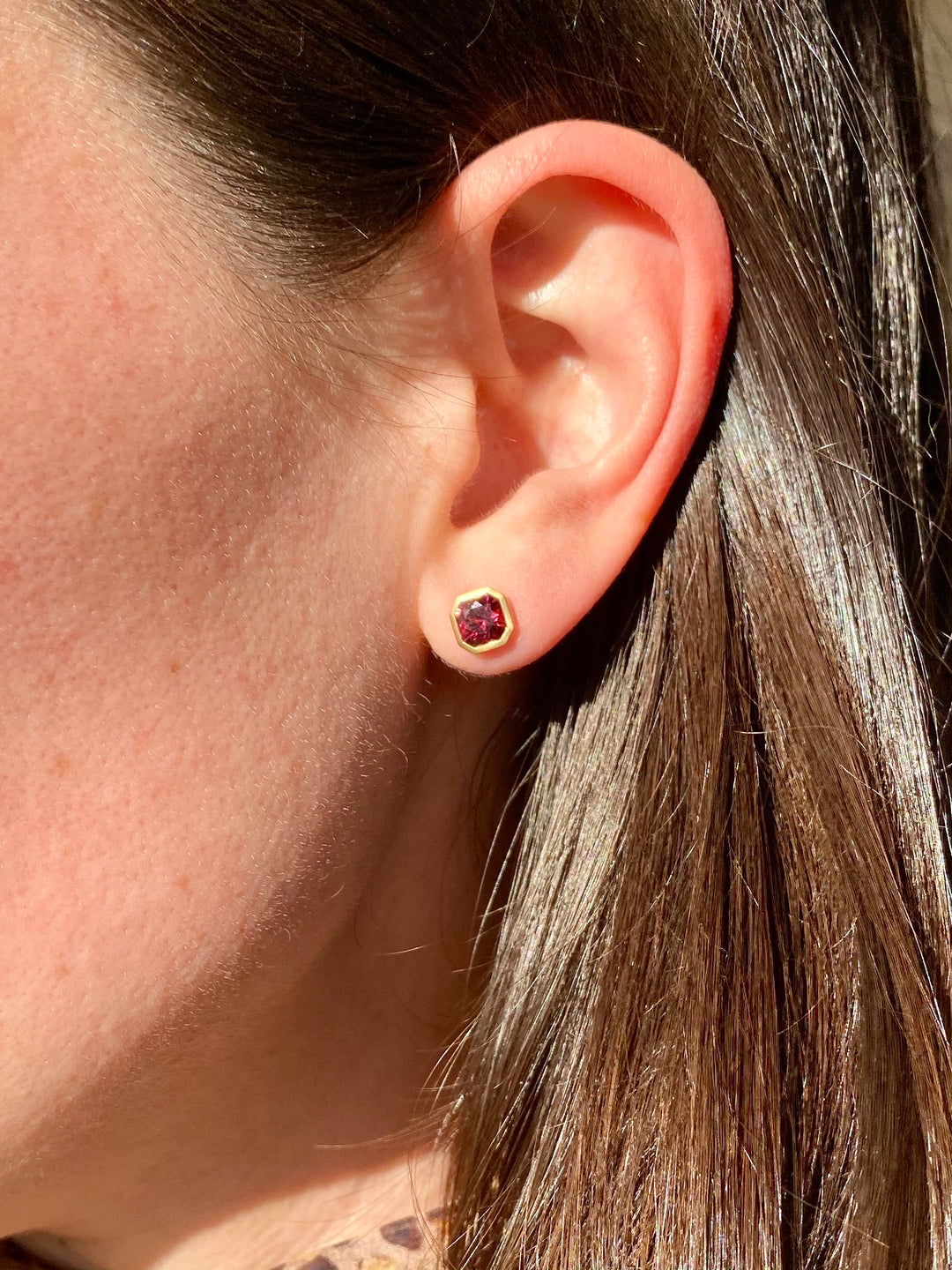 1.75ctw Square Rhodolite Garnet Stud Earrings