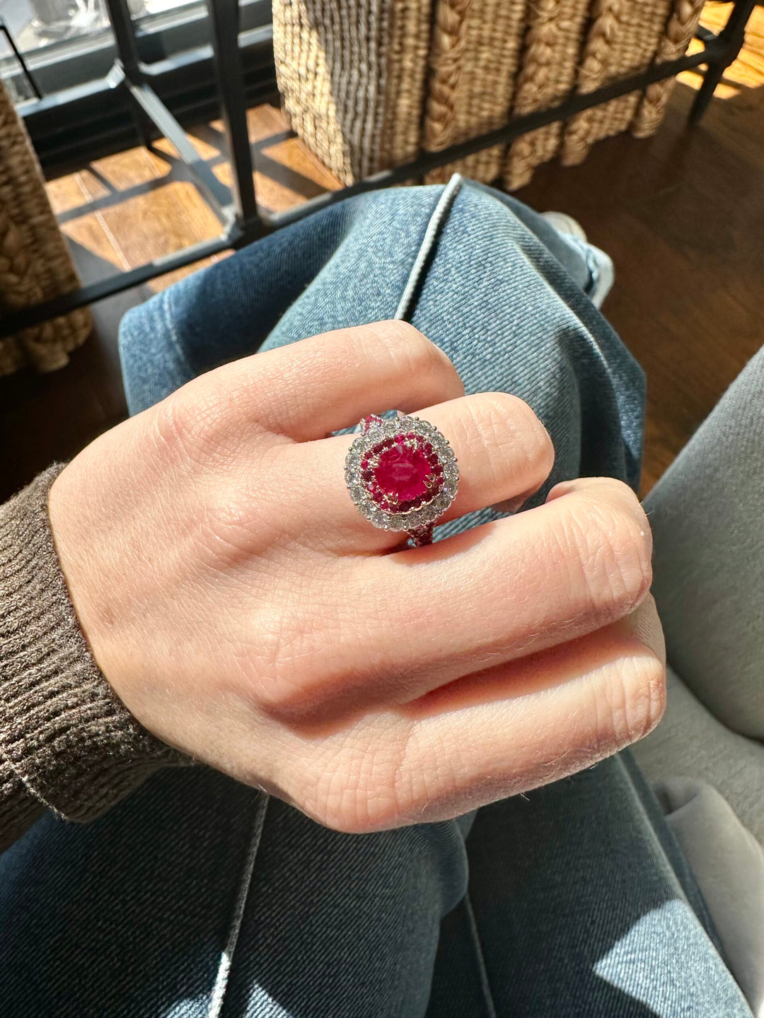 2.11ct Cushion Burmese "Pigeon's Blood" Ruby & Diamond Ring