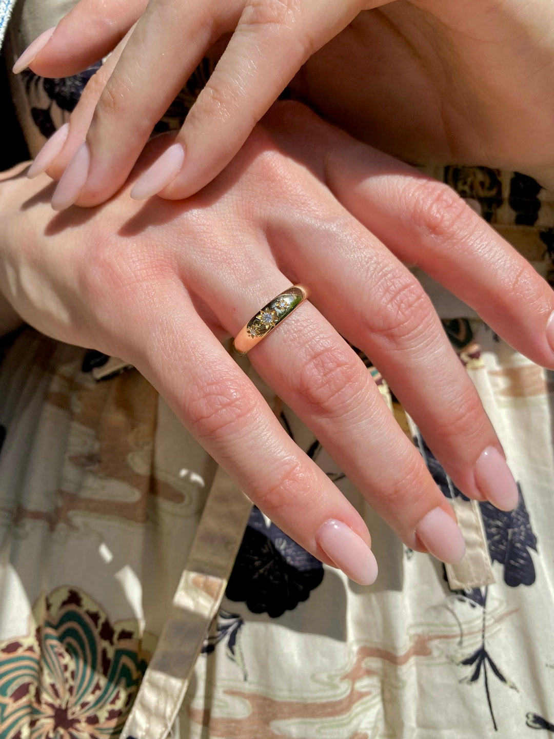 Starburst 14K Gold & Diamond Domed Ring