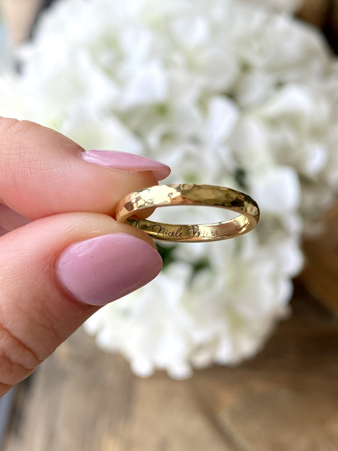 2mm Hammered 18K Yellow Gold Band