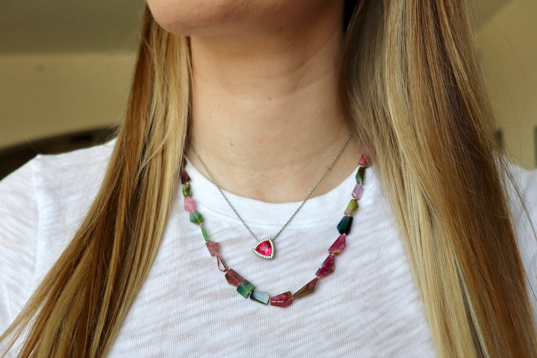 Multi-Colored Flat Faceted Tourmaline Candy Necklace